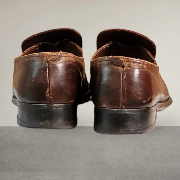 Men Vintage Leather Brown Loafers By Florsheim Size 13B/Men Designer Loafers - Picture 5 of 12